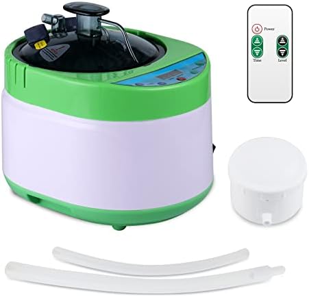 ZONEMEL 4 Liters Sauna Steamer, Portable Steam Generator with Remote Control, Stainless Steel Pot, Spa Machine with Timer Display for Body Detox (US Plug, Green)