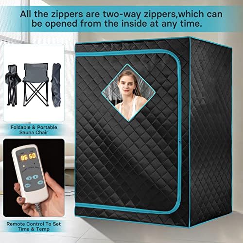 Portable Personal Infrared Sauna for Home, 2 Person Sauna Tent, at Home Sauna Box for Weightloss, Relaxation, Two-Person Portable Sauna with 2 Foldable Chairs, Remote Cotrol ( L47.2" x W35.4" x H63")