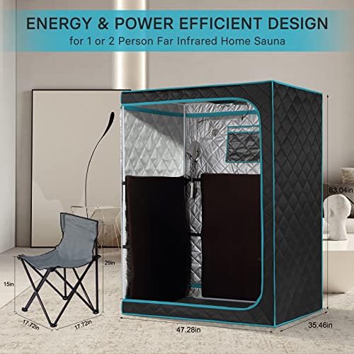 Portable Personal Infrared Sauna for Home, 2 Person Sauna Tent, at Home Sauna Box for Weightloss, Relaxation, Two-Person Portable Sauna with 2 Foldable Chairs, Remote Cotrol ( L47.2" x W35.4" x H63")