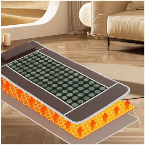 Far Infrared Heating Pad - Flexible Mat, Hot Stones Jade Tourmaline, Therapy Healing Jade Mattress (67”x27.5”,Brown)