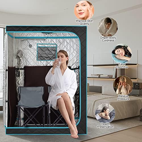 Portable Personal Infrared Sauna for Home, 2 Person Sauna Tent, at Home Sauna Box for Weightloss, Relaxation, Two-Person Portable Sauna with 2 Foldable Chairs, Remote Cotrol ( L47.2" x W35.4" x H63")