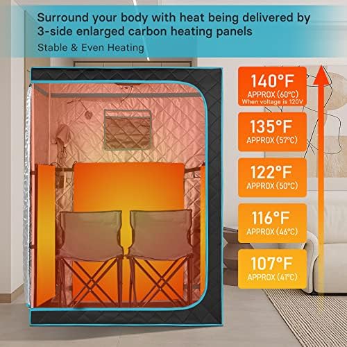 Portable Personal Infrared Sauna for Home, 2 Person Sauna Tent, at Home Sauna Box for Weightloss, Relaxation, Two-Person Portable Sauna with 2 Foldable Chairs, Remote Cotrol ( L47.2" x W35.4" x H63")