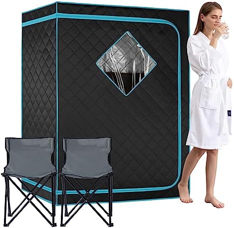 Portable Personal Infrared Sauna for Home, 2 Person Sauna Tent, at Home Sauna Box for Weightloss, Relaxation, Two-Person Portable Sauna with 2 Foldable Chairs, Remote Cotrol ( L47.2" x W35.4" x H63")