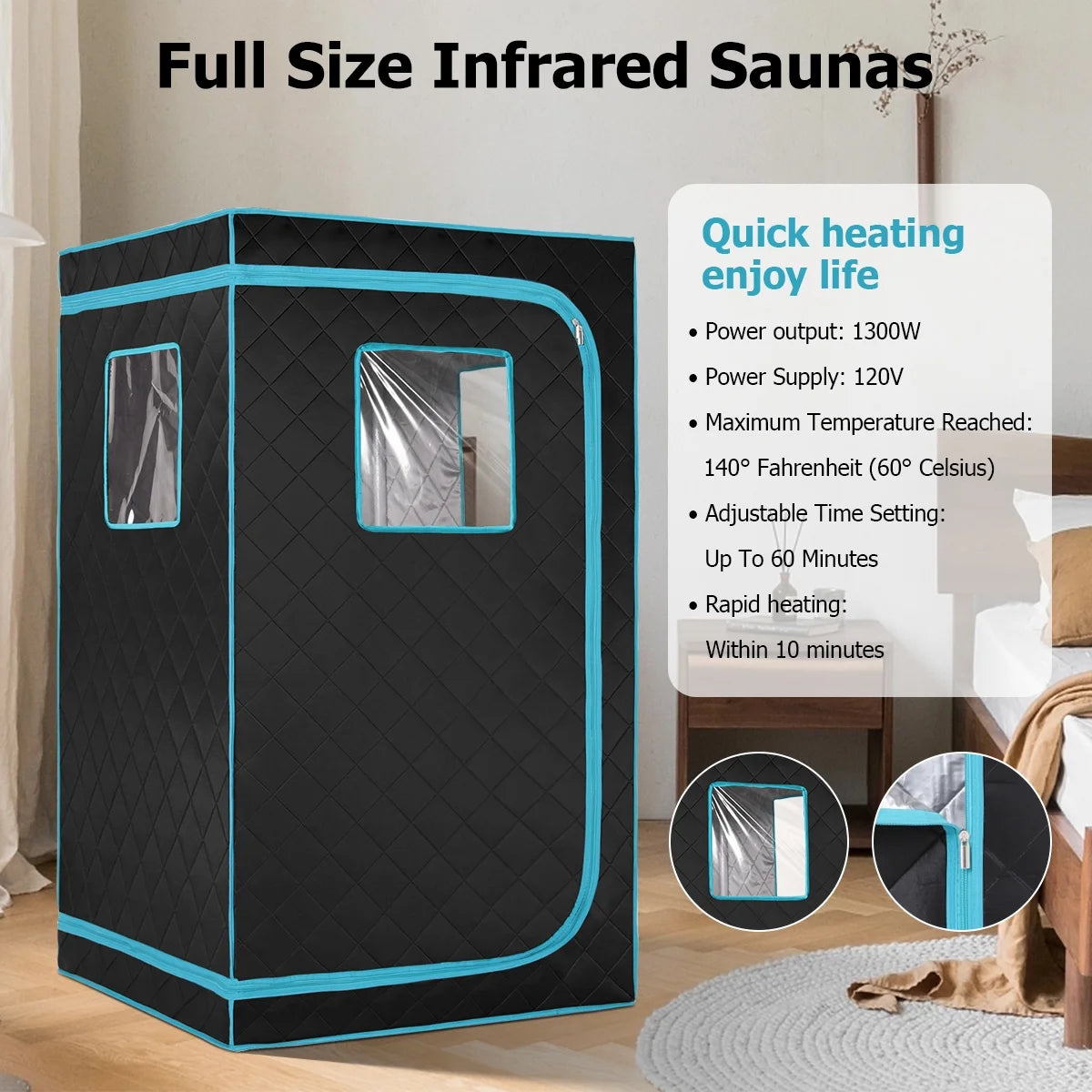 ZONEMEL Full Size Portable Infrared Saunas for Home Spa, Full Body Sauna Tent for Relaxation